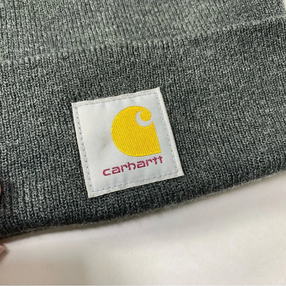 Carhartt Gray Knit Cuffed Foldover Classic Beanie Hat - Unisex